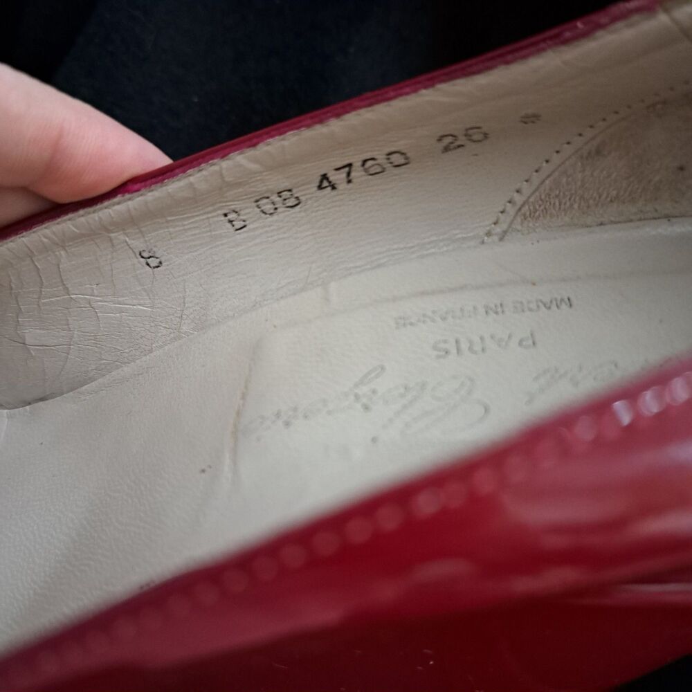 Vintage Robert Clergerie Tulam Red Baby Doll Style Patent Leather Sz 8 B Wedges - Picture 11 of 12